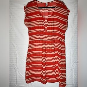 Womens Old Navy Red Red White Striped Dress Size XL Sheer Summer